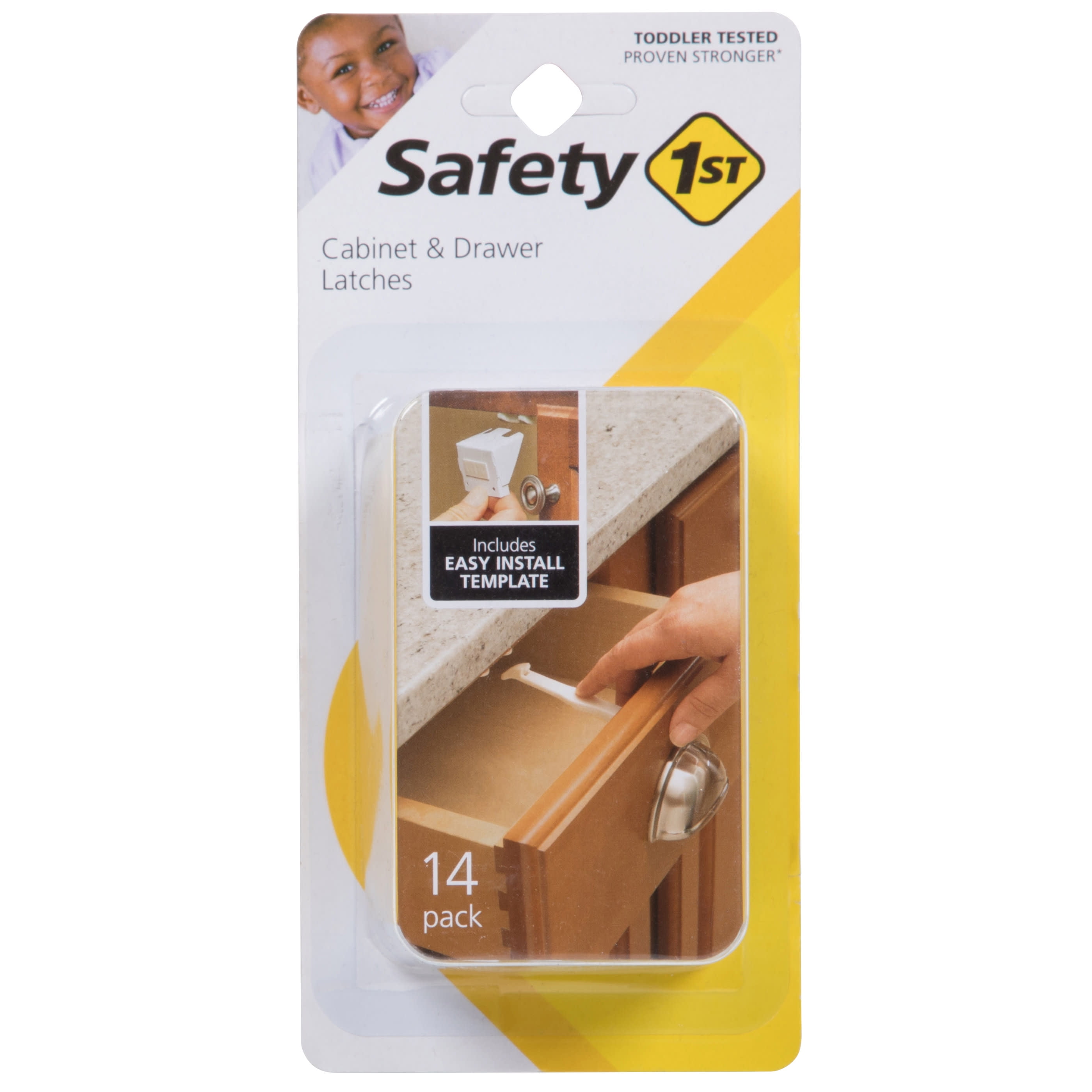 Safety 1ˢᵗ Cabinet & Drawer Latch (14pk), White 