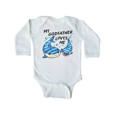 

Inktastic My Godfather Loves Me- whale shark Gift Baby Boy or Baby Girl Long Sleeve Bodysuit
