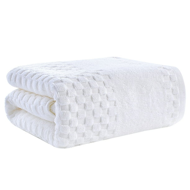 EeaseMX Toalla de baño de algodón puro, muy absorbente, gruesa, para uso doméstico y hotelero (blanca)