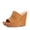 Tan, variant on YDN Women Comfy Open Toe Studded Slide Sandals High Wedge Heels Platform Clogs Mules Slip On Shoes Size 7 Red