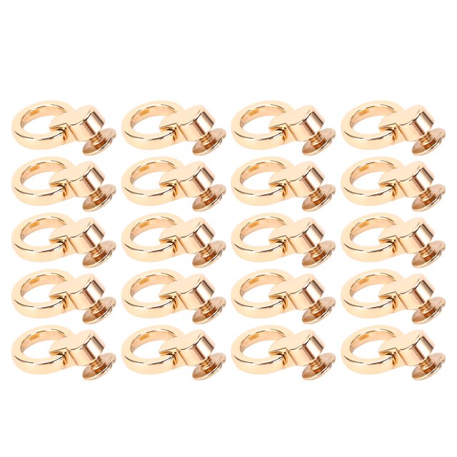 D Ring Rivets, 20 Pcs Zinc Alloy Iron Ball Post Head Buttons Stud Screw Rivets D Ring Rivets Flat Cap Screw Posts Stud for DIY Leather Belt Collar Handbag Phone Case