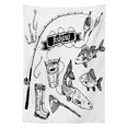 thumbnail image 3 of Ambesonne Fish Tablecloth Rectangular Table Cover, Hand Drawn Animals, 60"x84", Black White, 3 of 4