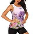 thumbnail image 2 of Gukieu Flowers And Colorful Butterflies Print Women's Quick-drying Fitness Vest, Round Neck Sleeveless Fitness T-shirt, Suitable for Yoga, Sports-X-Large, 2 of 7