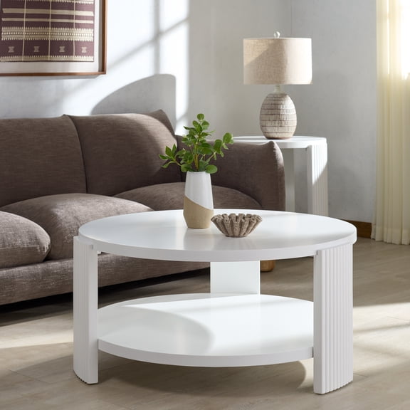 Safavieh Couture Liabella Modern Round Wood Coffee Table, White