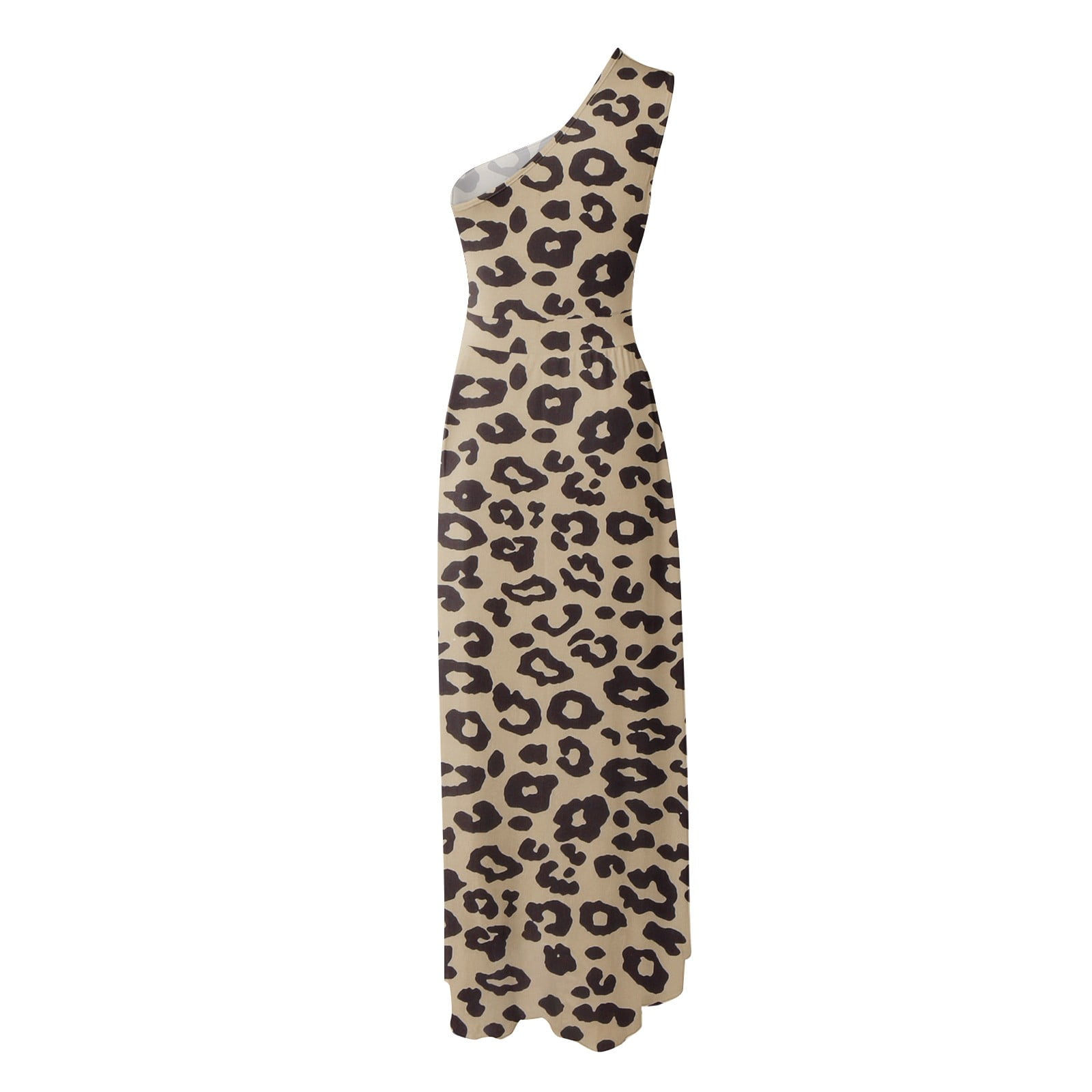 glamorous print sleeveless one shoulder maxi dress