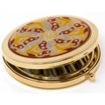 thumbnail image 2 of Gold Geometric Design Circle Folding Compact Pocket Makeup Mirror Double Sided (5x magnification + 1x magnification) in Gift Box for Travel, Birthday, Wedding, 2 of 5