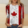 thumbnail image 2 of Mujeres 3/4 Manga Tops Y Blusas Canadá Impresión Cuello Redondo Suéter, Top de Moda Casual, Tops de Moda de las Mujeres, 2 of 5