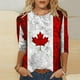 thumbnail image 1 of Fiudx Liquidación de Ofertas Flash Moda Mujer Canadá Impresión Cuello Redondo Manga 3/4 Camiseta Jersey Blusa Superior, 1 of 5