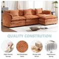 thumbnail image 5 of Villeston 112" Cloud Modular Sectional Sofa for Living Room, L-Shaped Cloud Sofa Couch with Chenille Fabric, 3 Seat Oversized Couch with Movable Ottoman, Orange, 5 of 8