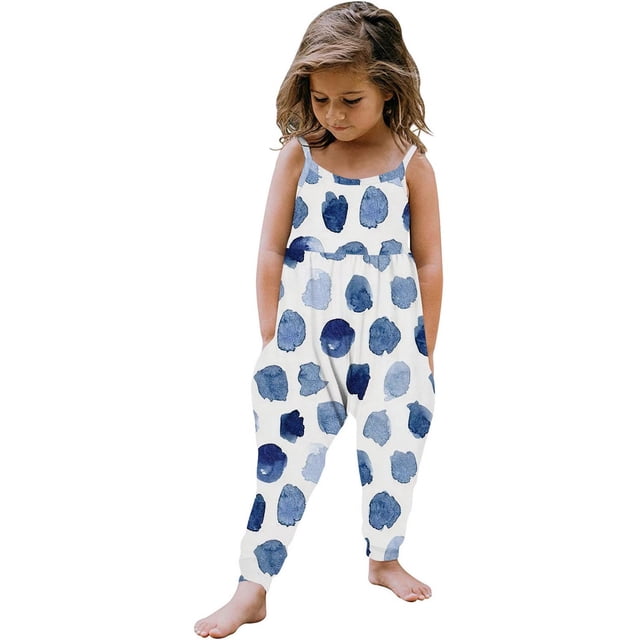 Odeerbi 1-6 Años Niñas Verano Hawaiano Mono de Playa Estampado Tropical Camisola Romper Casual Transpirable Cómodo Monos Correa Bib Pantalones Generales Traje de Juego