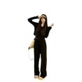 thumbnail image 4 of Traje deportivo de dos piezas para ocio, otoño e invierno, con capucha cepillada, manga larga y pantalones anchos con cintura elástica, 4 of 4