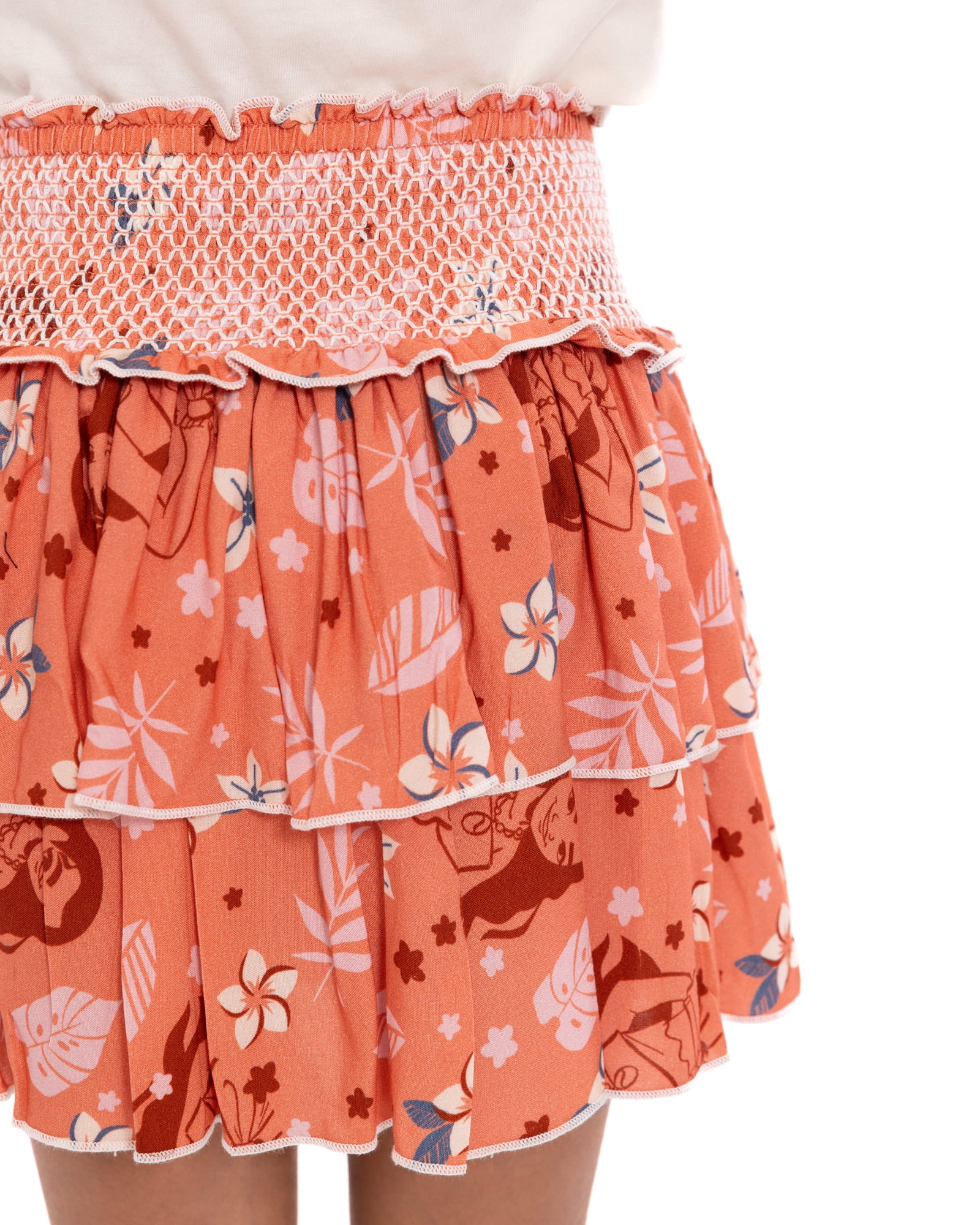 Disney Moana Girl’s Tiered Smocked Waist Skirt, Sizes 4-16