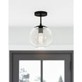 thumbnail image 3 of Design House Gracelyn Dimmable Semi-Flush Ceiling Light with Clear Seedy Glass Globe Shade, Matte Black, 3 of 18