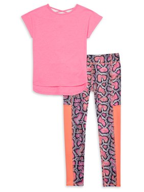 Athletic Works Girls 4-18 & Plus Active T-Shirt & Printed Legging