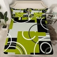 thumbnail image 2 of Manfei Abstrat Geometric Lines Full Size Sheets,Green Black Gray Bed Sheets,Geometric Striped Circle Sheet Sets For Teens,Luxury Bedroom Decor,4pcs, 2 of 7