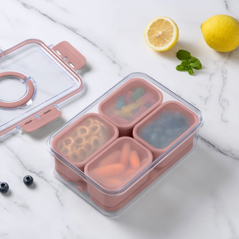 Cook with Color 4-Compartment Portable Snack Box Food Storage