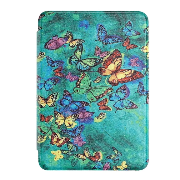 MonsDirect Case for 6" Kindle Paperwhite 5th/6th/7th Generation 2012-2016,Soft PU Leather Case with Auto Sleep/Wake & Hand Strap for 6 inch Kindle Paperwhite 5th/6th/7th Generation, Green Butterfly