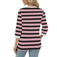 thumbnail image 3 of Fancifize Women Striped Tops 3/4 Sleeve Crew Neck Blouse Color Block Shirt Casual Loose Fall Fashion Outfits, 3 of 5