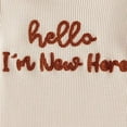 thumbnail image 3 of Duqingm Newborn Baby Boy Summer Outfit Romper Hello I'm New Here Letter Embroidery Short Sleeve Jumpsuit Bodysuit Cute Infant Waffle Clothes(Beige,Preemie), 3 of 4