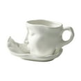 thumbnail image 5 of TISHITA Coffee Cup with Saucer Tea Cup and Saucer Interesting European 100ml Water Glass Teaware Cappuccino Cups Human Face Shape Mug white, 5 of 8