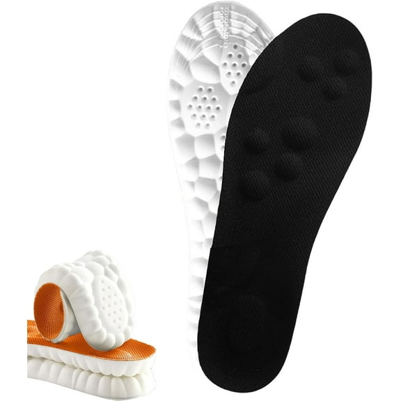 Steppers Insoles for Men Women, 2025 New Steppers Massage Insoles, Cloud Shoe Inserts Memory Foam Insole with Arch Support (1 Pair-Black,Men 5-6/Women 6-7)