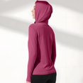 thumbnail image 3 of WTOBBY Women's Solid Color Ice Silk Hooded Sun Jacket Top, Lightweight Long Sleeve UV Protection Shirt, Sun Hoodie for Outdoor Sports, Cooling and Comfortable Fabric,Wine L, 3 of 4