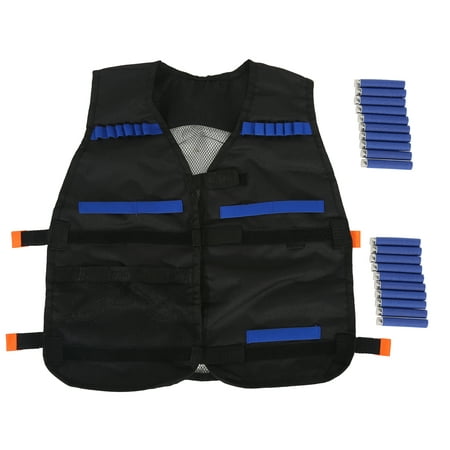 Yosoo 1PCS Tactical Vest+20pcs foam bullets,Adjustable Tactic Armor Vest Jacket Waistcoat Ammo Holder Bullets Darts (Black Oxford