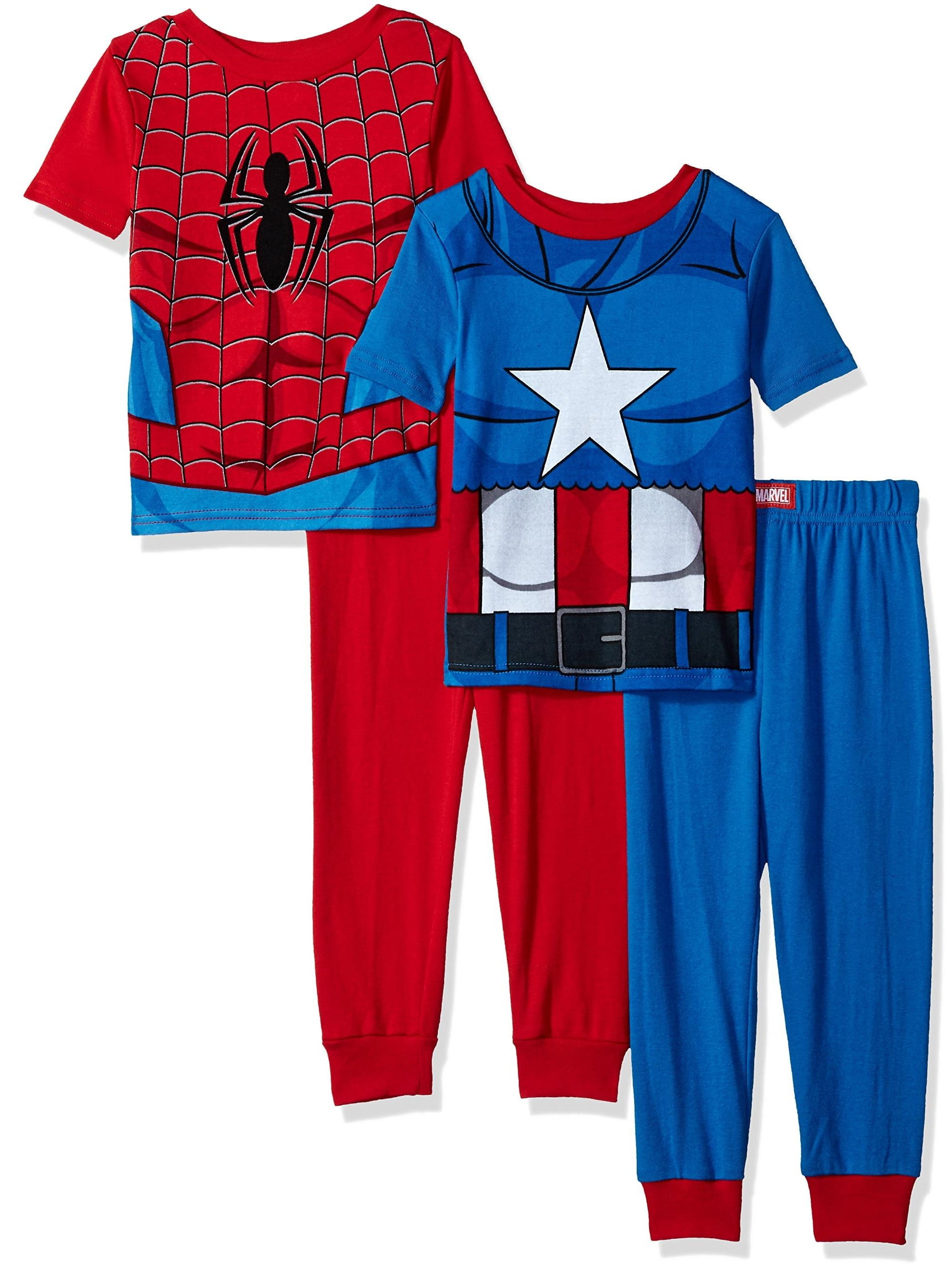 Marvel Marvel Boys' Little 4Piece Cotton Pajama Set, Hero Uniform SS