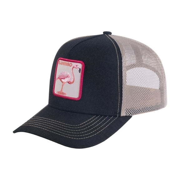 Unisex Embroidered The Flamingo, 5-Panel Trucker Hat, Black, Black-K11237, Adjustable Fit