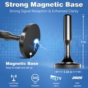 HiDB TV Antenna for Smart TV Indoor, Digital Indoor HD Antennas with Strong Magnetic Base, Easy Installation, Long Range Reception for Local Channels 4K 1080P, 10ft Long Cables (Black)