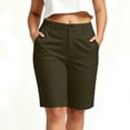 thumbnail image 2 of VBVC Women's High Waisted Business Bermuda Shorts , Lightweight Golf Shorts For Women,Ladies' Knee Length Casual Work Trousers with Pockets,Army Green,S-2XL, 2 of 7