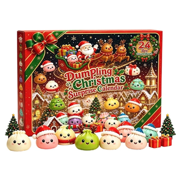 2026 Christmas Squishy Advent Calendar, 24 Days of Dumpling Surprises with Cute Mini Dumpling Squishy Stress Relief Balls, Xmas Countdown Calendar Gifts for Party Favors & Stocking Stuffers