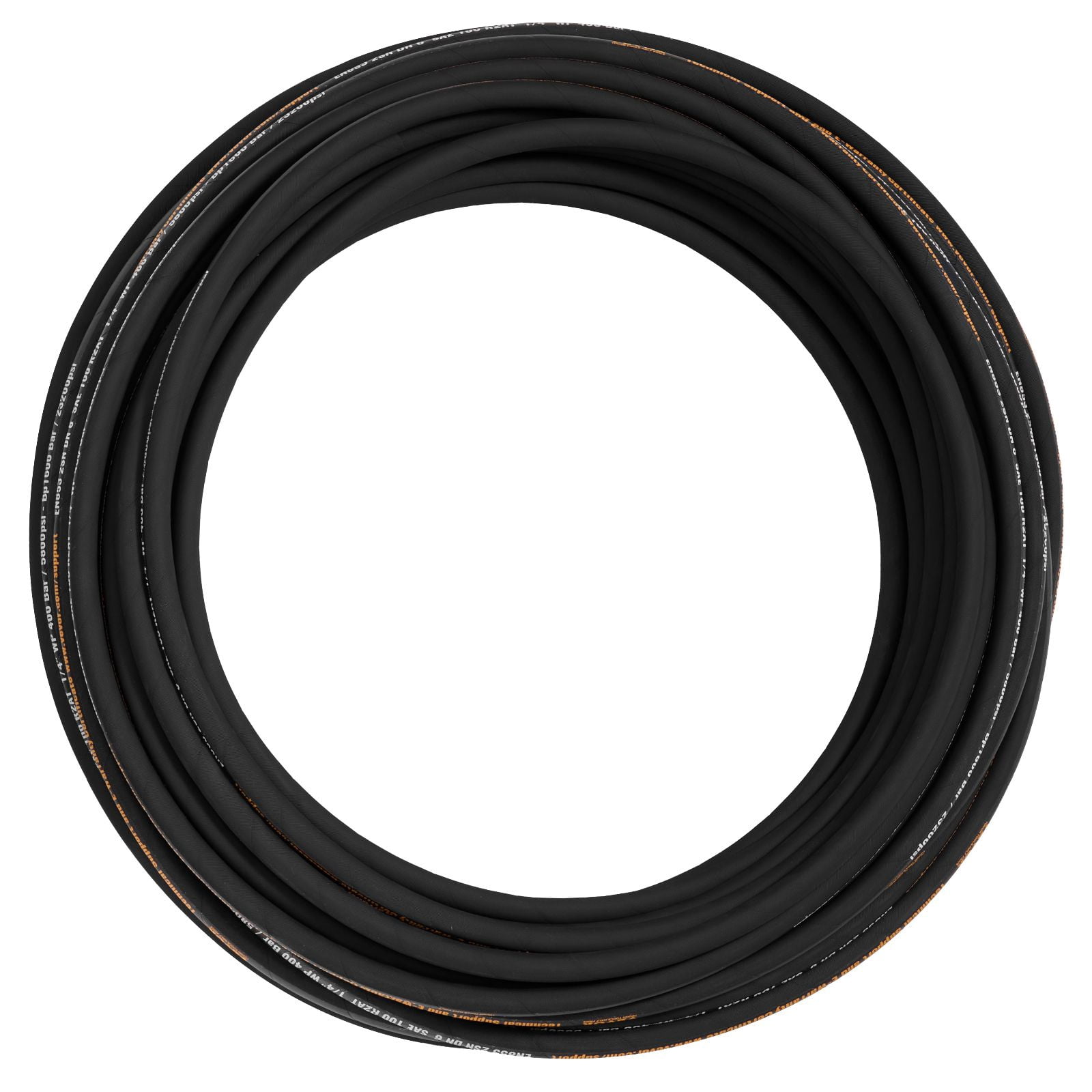 Hydraulic Hose 1/4" x 100 ft, 5800 PSI SAE 100R2 Rubber Hose, 2-Wire Braided High Pressure Hydraulic Oil Hose, -4°F to 284°F Temperature Range, Bulk Reel