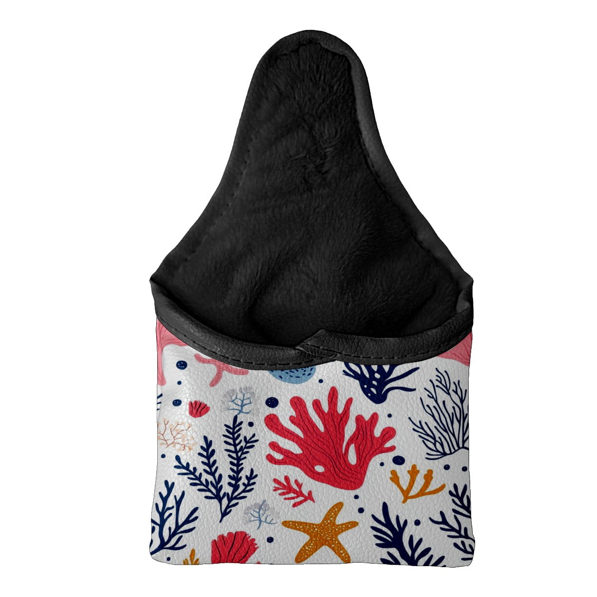 Golf Mallet Putter Cover Premium Leather Waterproof Golf Putter Head Cover with Magnetic Closure Graffiti Coral Reef