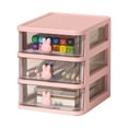 thumbnail image 1 of Multi Tier Transparent Plastic Desk Storage Box With Bunny Handle, Large Capacity Small Drawer Organizer For Office And School Supplies, 1 of 7