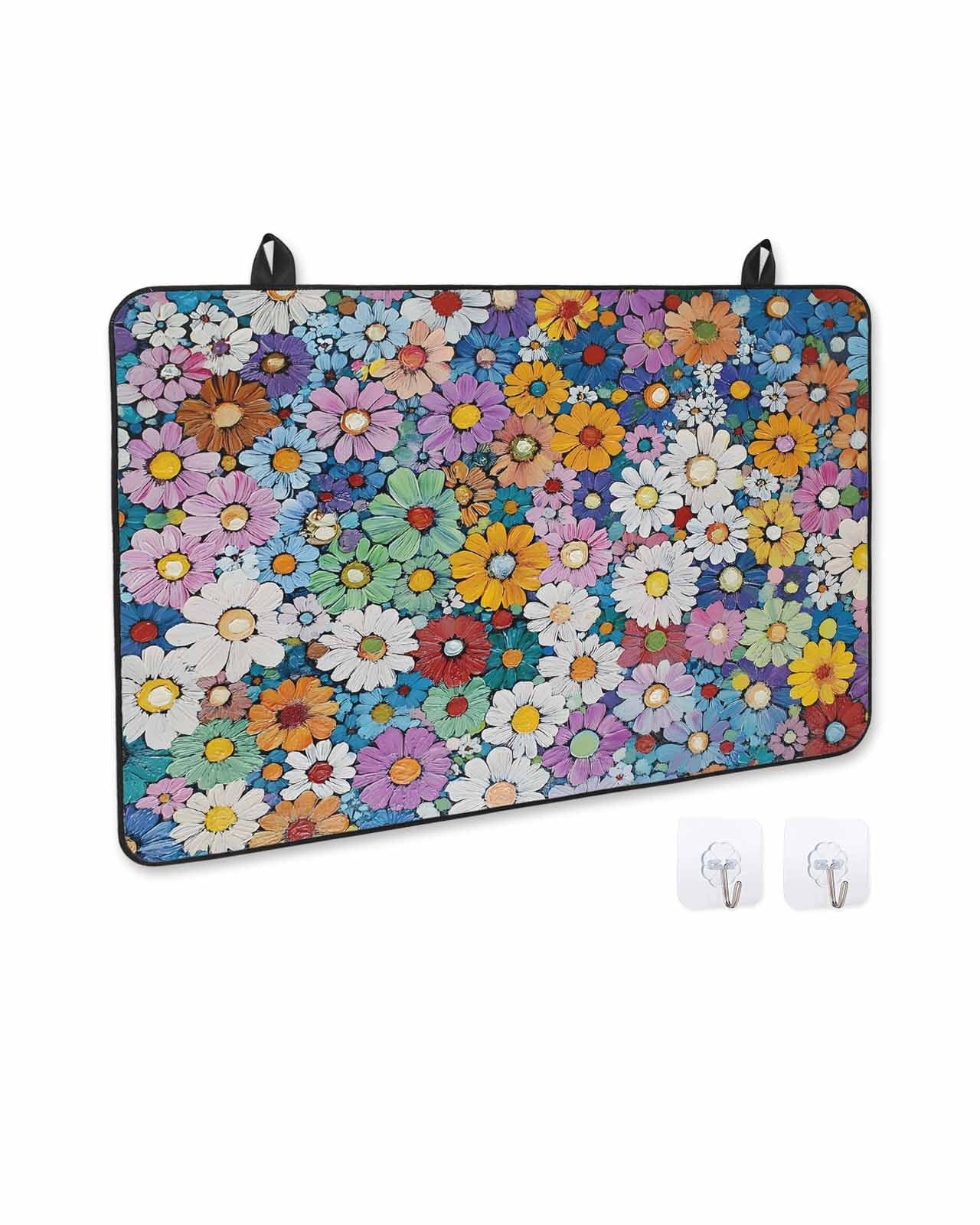 nqOlkjepod Large Induction Cooktop Protector Mat 36"x21", Colorful Spring Floral Stove Top Covers for Electric Stove, Oil Painting Flowers Modern Abstract Stove Burner Cover Mats Stove Cover