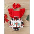 thumbnail image 3 of Kmbangi Baby Christmas Romper, Cartoon Printed Splicing Jumpsuit, 3 of 10