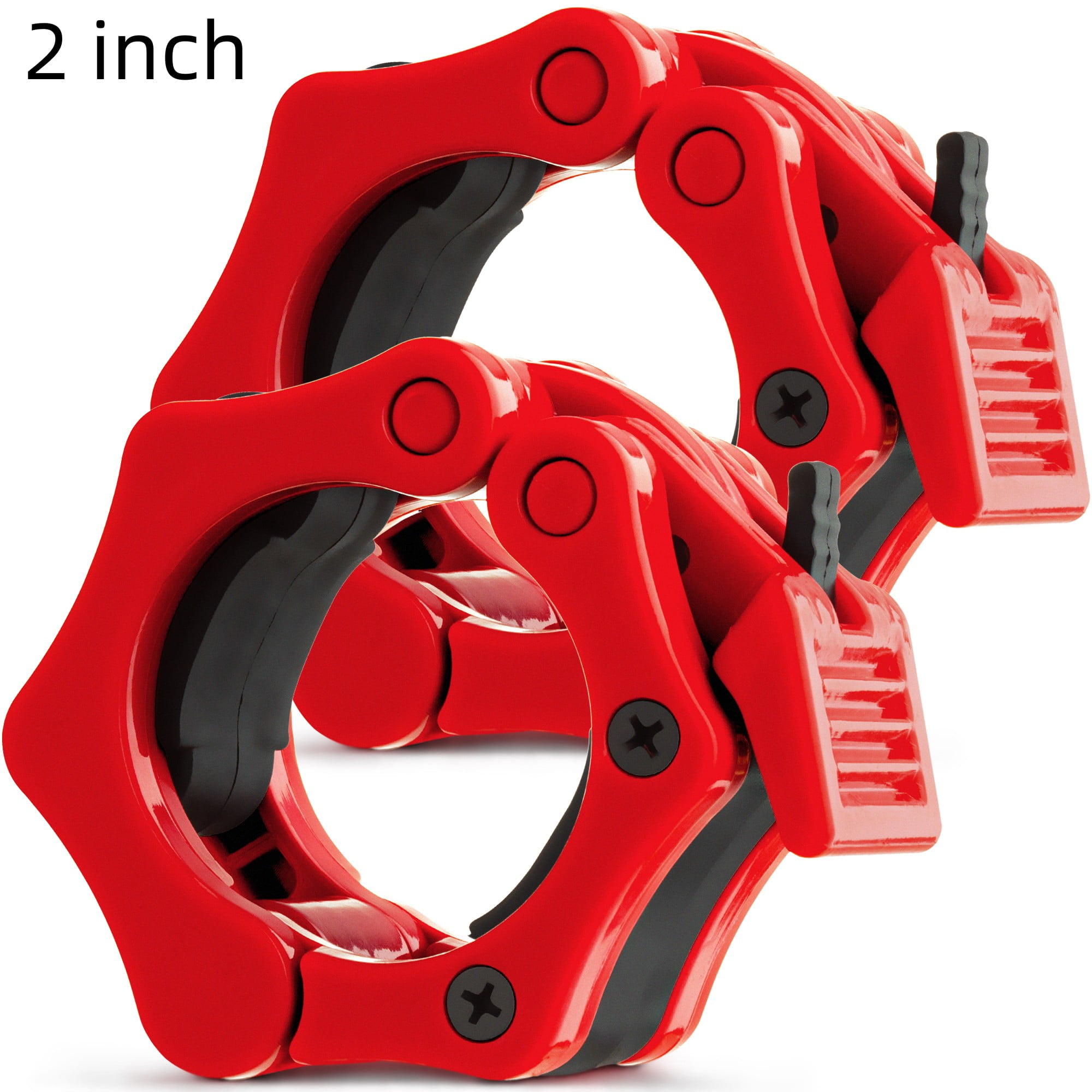 2 inch Olympic Barbell Clips Clamp Barbell Collars Set of 2 Red by Mata1USA