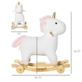 thumbnail image 5 of Childrens Bike, Qaba Rocking Horse, 2 in 1 Kids Ride on Horse, Rolling Unicorn Animal Rocker with Sound, Wooden Base, Pedal, Grip Handle, Plush Riding Pony for 3-6 Years Old, White, White Kids Bike, 5 of 8