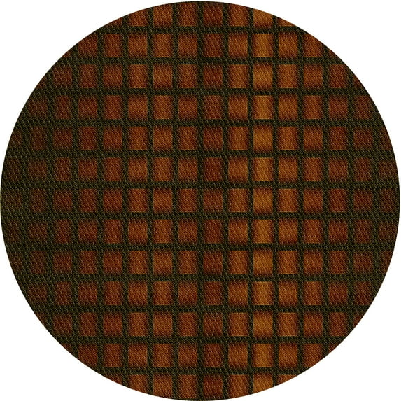 Ahgly Company Indoor Round Patterned Dark Bronze Brown Area Rugs, 7' Round