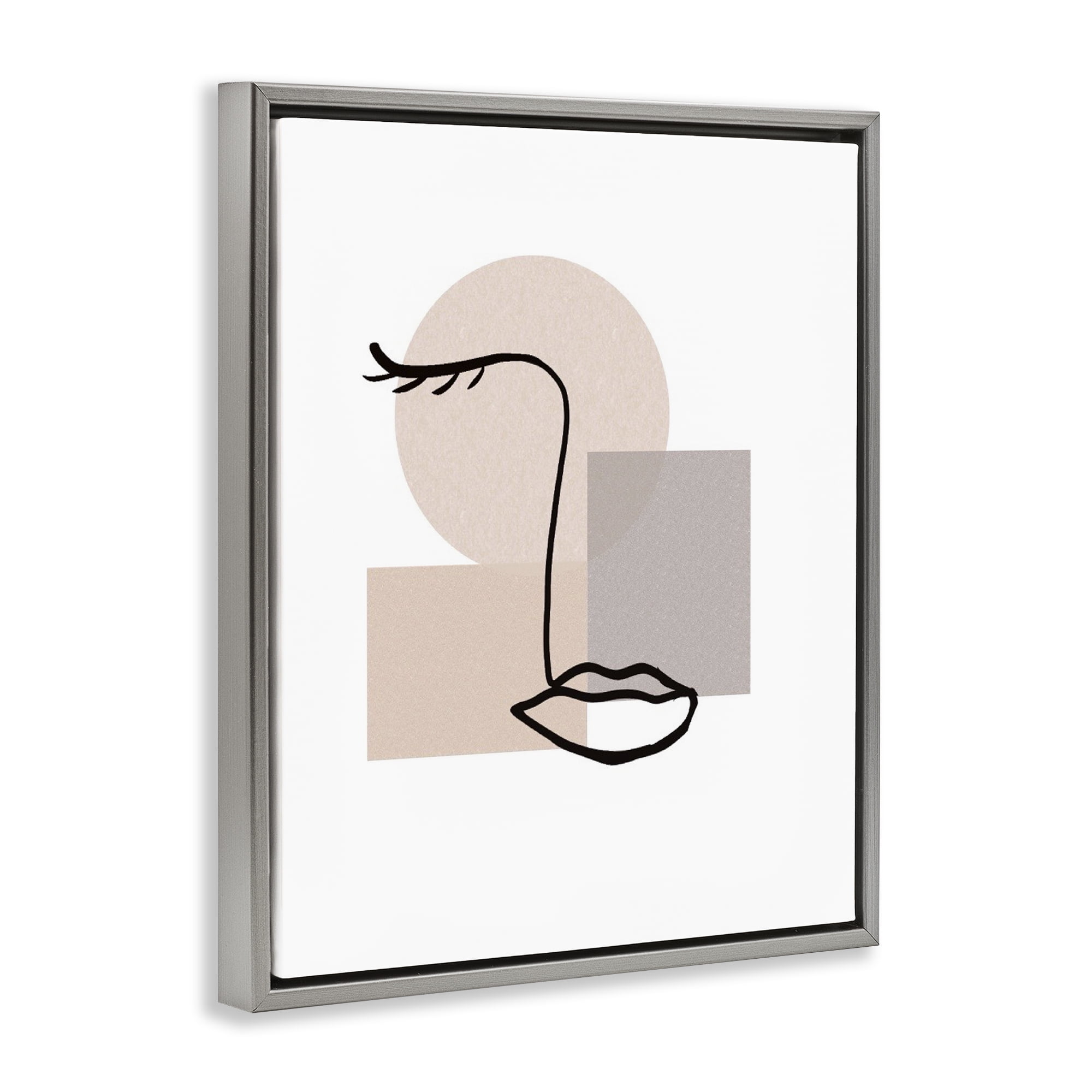 Stupell Industries Minimal Face Portrait Abstract Painting Gray Floater Framed Art Print Wall Art, 17 x 21