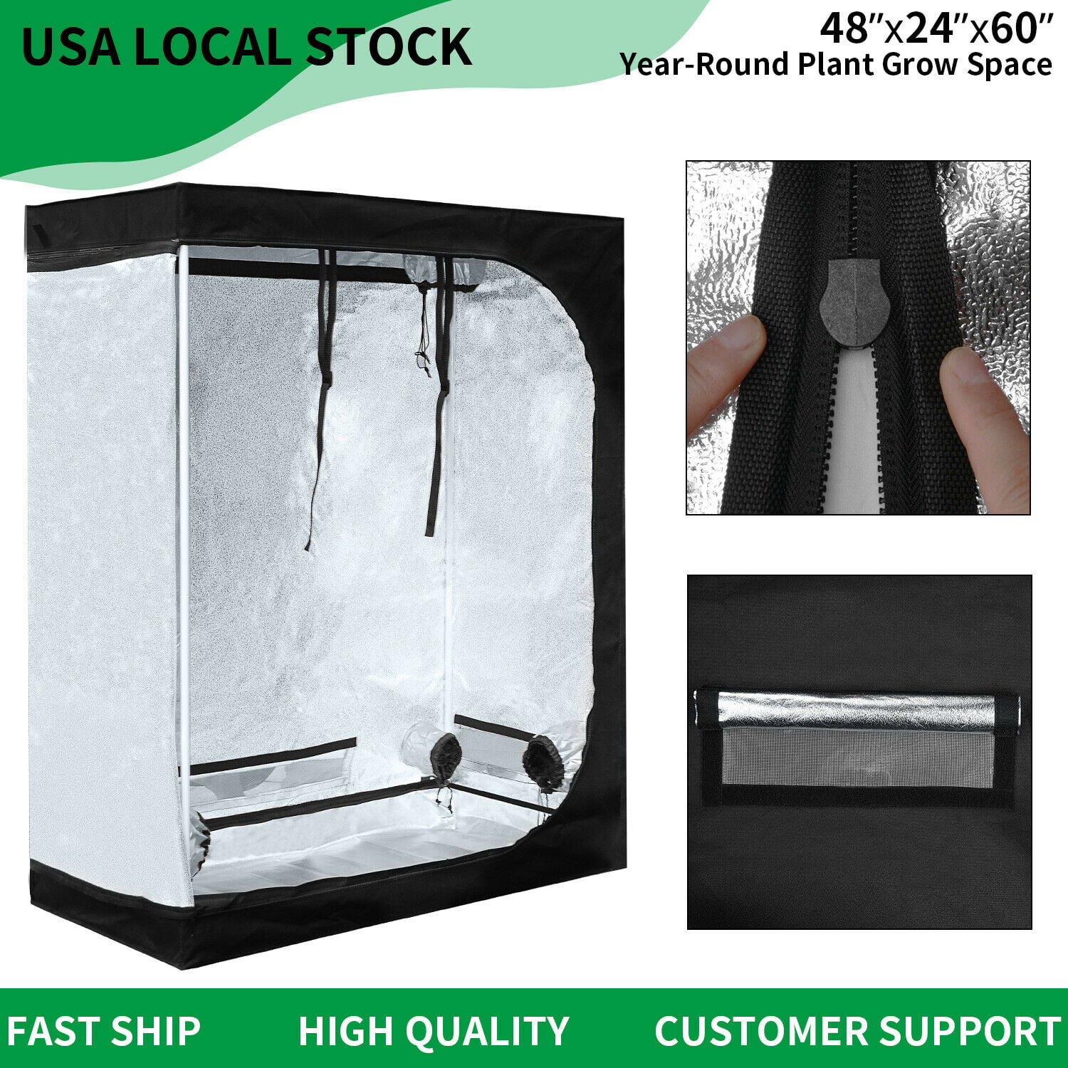 Horticulture Reflective Mylar Hydroponic Grow Tent for Plant Growing 