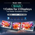 thumbnail image 2 of TUTT 16” Dual Portable Monitor | Single Cable Connection | 16:10 Ratio IPS, Stand-Alone Design | Windows, MacBook | S900, 2 of 16