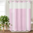 thumbnail image 3 of Pink Striped No Hook Shower Curtain Waterproof,Bathroom Curtains with Snap in Liners and See Through Top Window,Luxurious White Stripes Modern Abstract Art Hotel Bathtub Curtains Shower 60"Wx72"L, 3 of 8