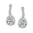 thumbnail image 2 of Bling Jewelry Womens 7CT Teardrop Halo Statement CZ Screw Clip On Earrings Silver, 2 of 6