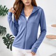 thumbnail image 2 of Vinsonshop Women's Outdoor UV Sun Protection Shirt UPF 50+ Lightweight Long Sleeve Hoodie Jacket Sun Cover Up Blue L, 2 of 8