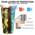 thumbnail image 3 of 16oz Tumblers Black Green Stem Sunflower Pattern Stainless Steel Vacuum Insulated Double Wall Travel Tumbler Cups Mug with Lid and Straw,Cleaning Brush for Coffee,Tea, 3 of 4