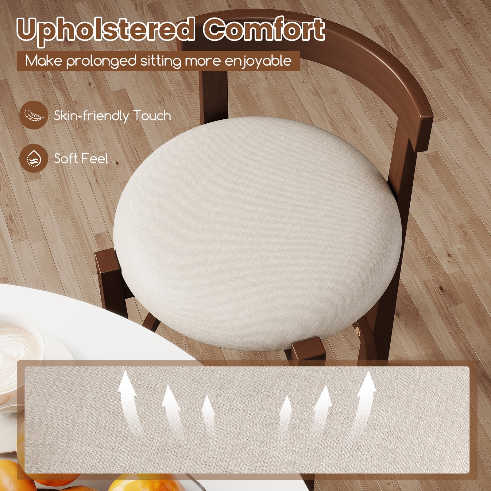 Gymax 24'' Counter Height Bar Stools Set of 2 w/Backrests & Footrests for Kitchen
