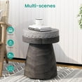 thumbnail image 6 of SUNBURY Outdoor Side Table - 14" Small End Table, Graphite Patchwork Patio, Round Concrete, Garden Stool Plant Stand for Poolside, Sunroom (Grey), 6 of 15