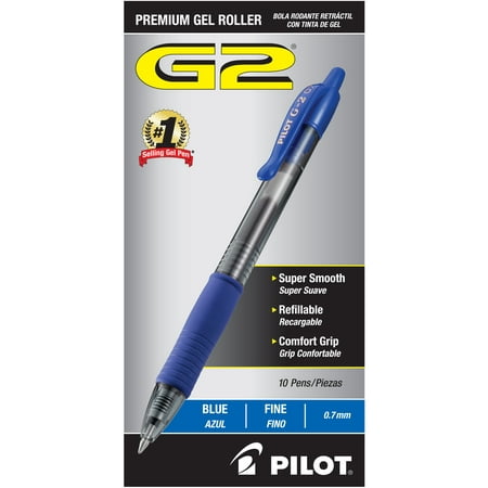 Pilot G2 Premium Gel Ink Pens, Fine Point (0.7mm), Blue, 10 Count